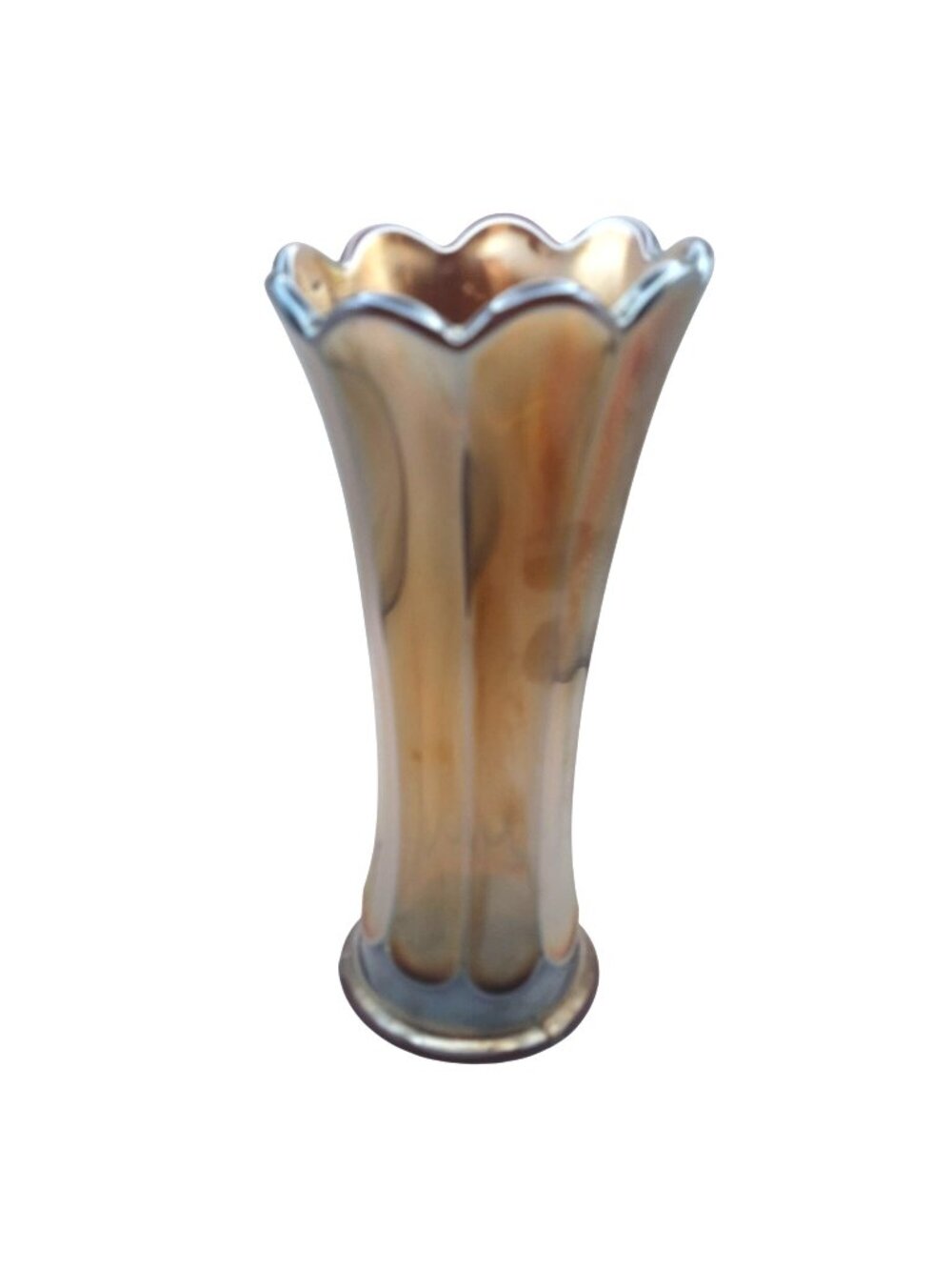 Westmoreland Carnival Glass Swung Vase Concave Flute Amethyst Scalloped Rim 1908